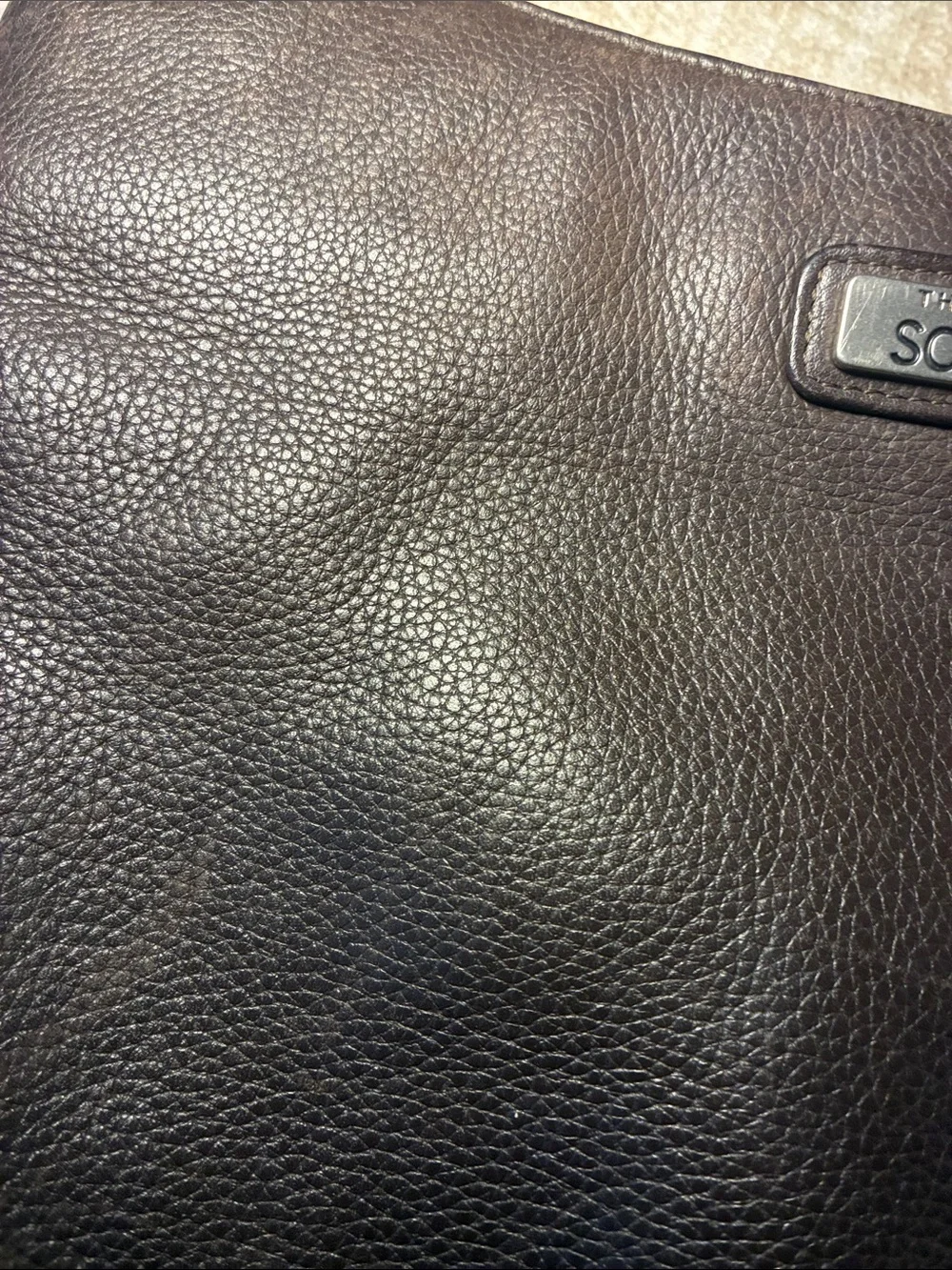 The Sak Dark Brown Pebbled Leather Messenger Bag